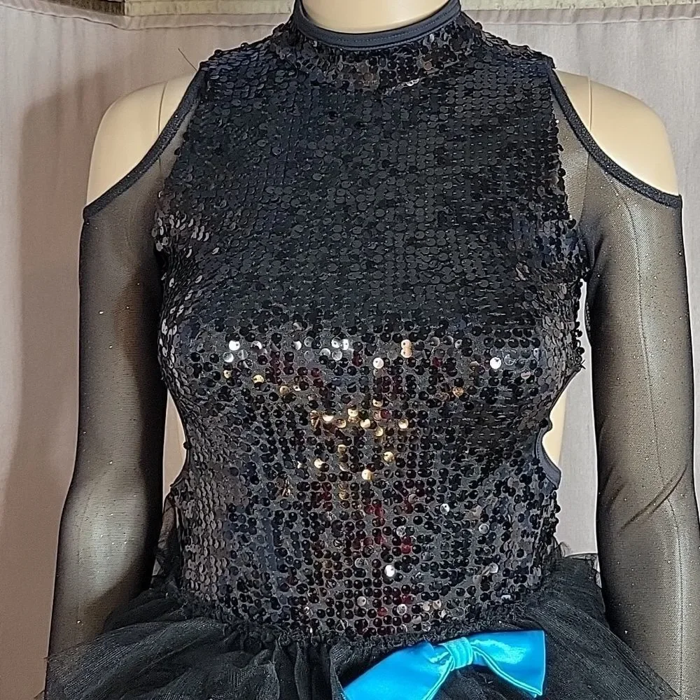 - WEISSMAN Black and Blue Sequined Dance Costume‎ Large Child's